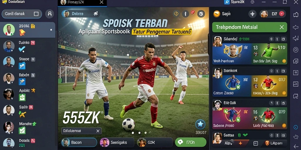 Screenshot utama 555ZK menampilkan fitur taruhan olahraga secara langsung.