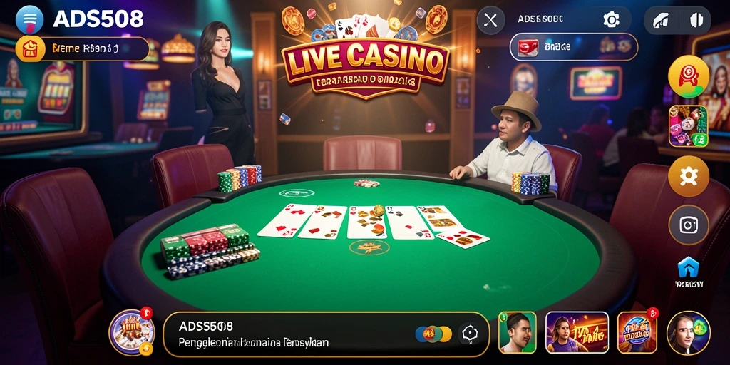 Tampilan gameplay Live Casino yang realistis dan interaktif dari ADS508.