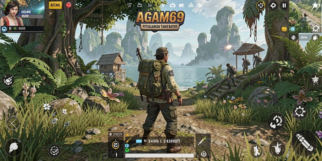 Screenshot gameplay AGAM69 yang menunjukkan petualangan di dunia terbuka.