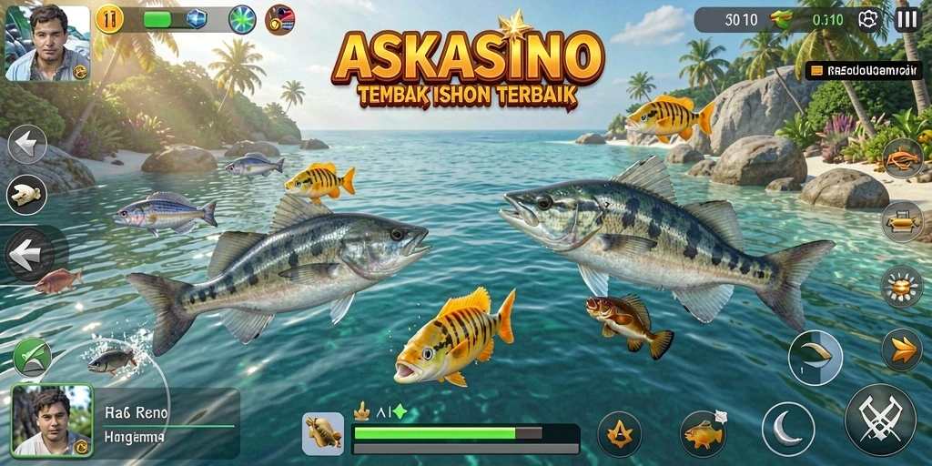 Tampilan gameplay ASKASINO yang mengasyikkan saat menangkap ikan.