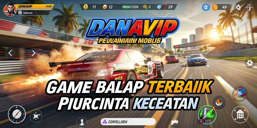 Screenshot gameplay DANAVIP menampilkan kecepatan dan aksi balapan yang mendebarkan.