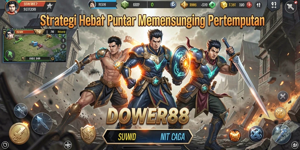 Tampilan gameplay DOWER88 menampilkan pertarungan strategis yang mendebarkan.