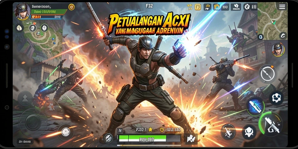 Tampilan gameplay F32 yang penuh aksi dan ketegangan.