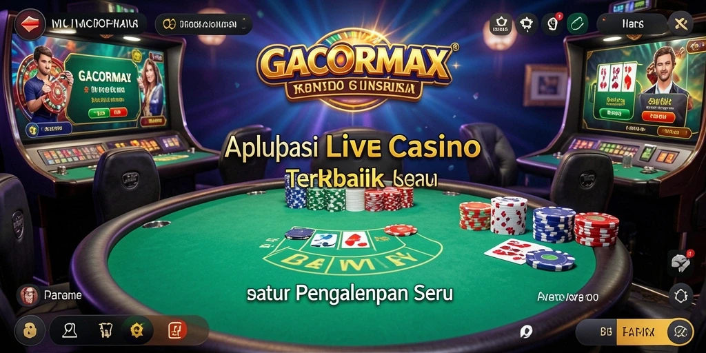 Screenshot GACORMAX menampilkan dealer profesional dalam permainan Live Casino.