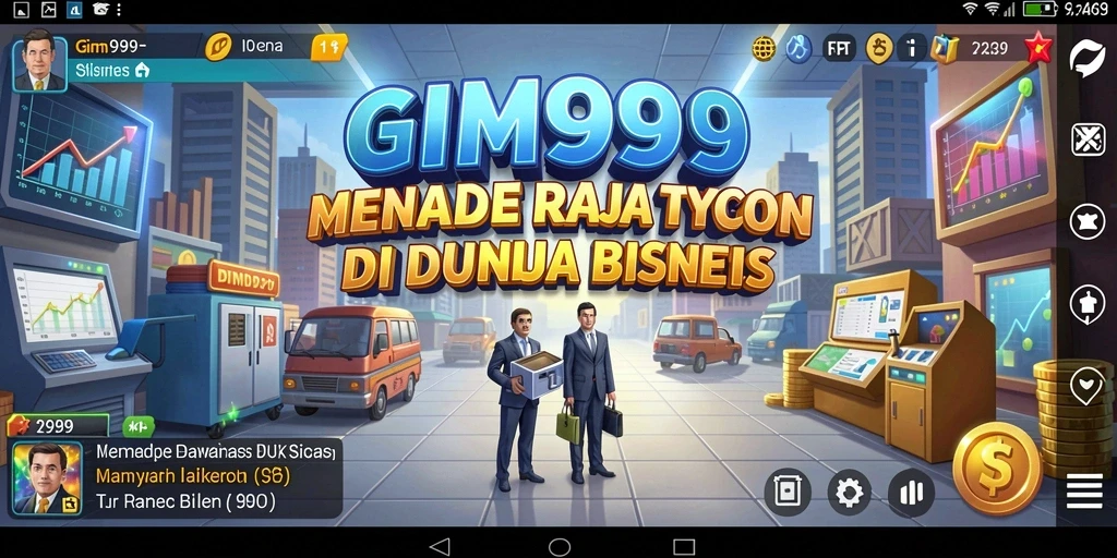 Tampilan menakjubkan dari gameplay Tycoon GIM999 dengan berbagai bisnis.