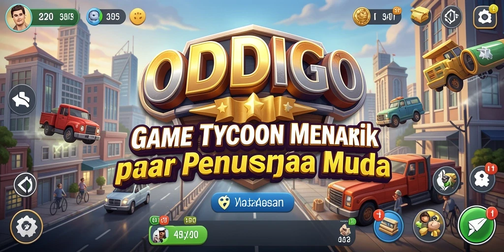 Screenshot ODDIGO menampilkan gameplay seru dalam membangun bisnis Tycoon.