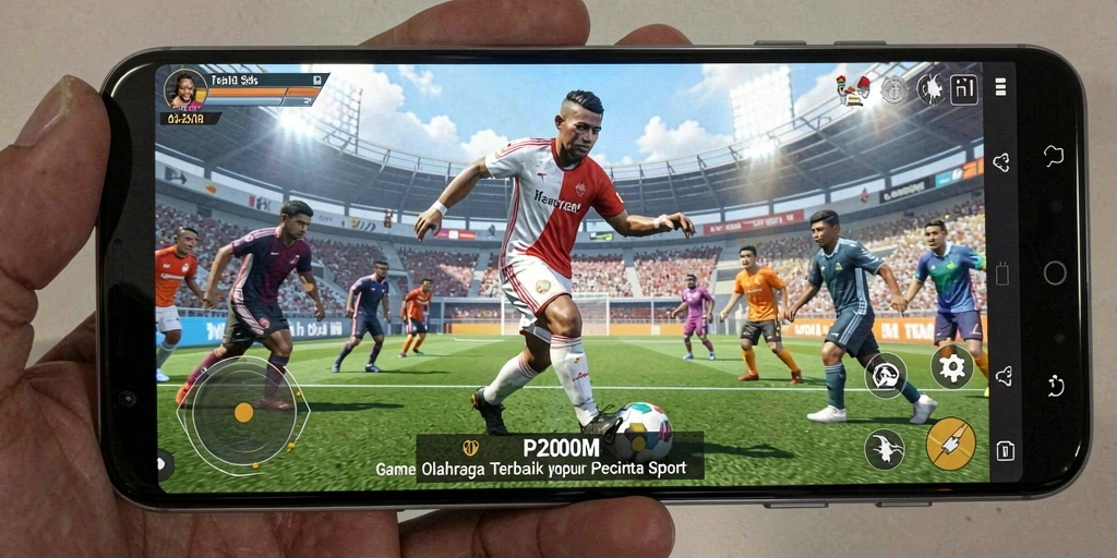 Screenshot menunjukkan aksi seru dalam permainan olahraga P200M.