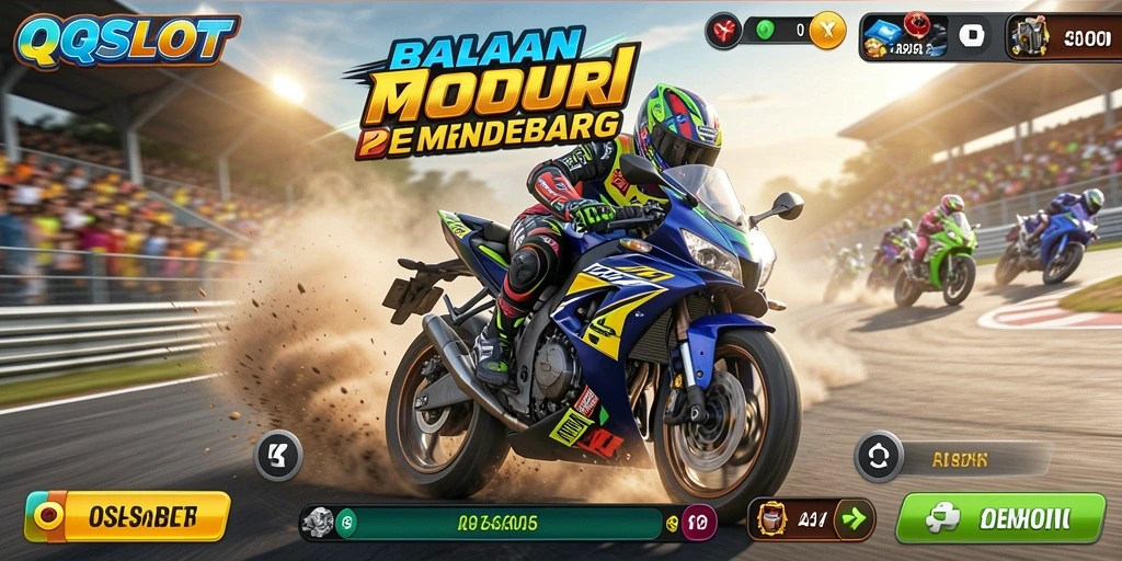 Gameplay seru QQSLOT dengan balapan motor penuh adrenalin.