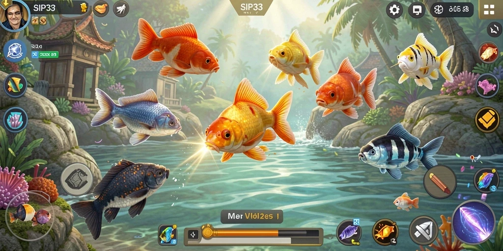 Tampilan gameplay SIP33 yang seru dalam menangkap ikan.