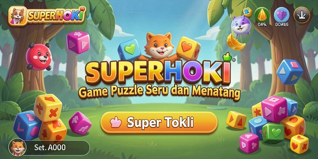 Screenshot utama SUPERHOKI menampilkan berbagai level puzzle yang menarik dan menantang.
