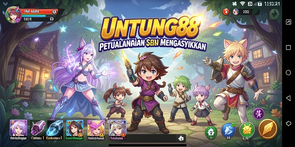 Tangkapan layar gameplay <strong>UNTUNG88</strong> dengan karakter anime yang menawan.