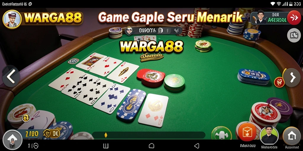 Screenshot WARGA88 menampilkan serunya permainan Gaple dengan teman.